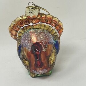 Thomas Pacconi Classics Mercury Glass Turkey Thanksgiving Ornament Glitter 3.5in